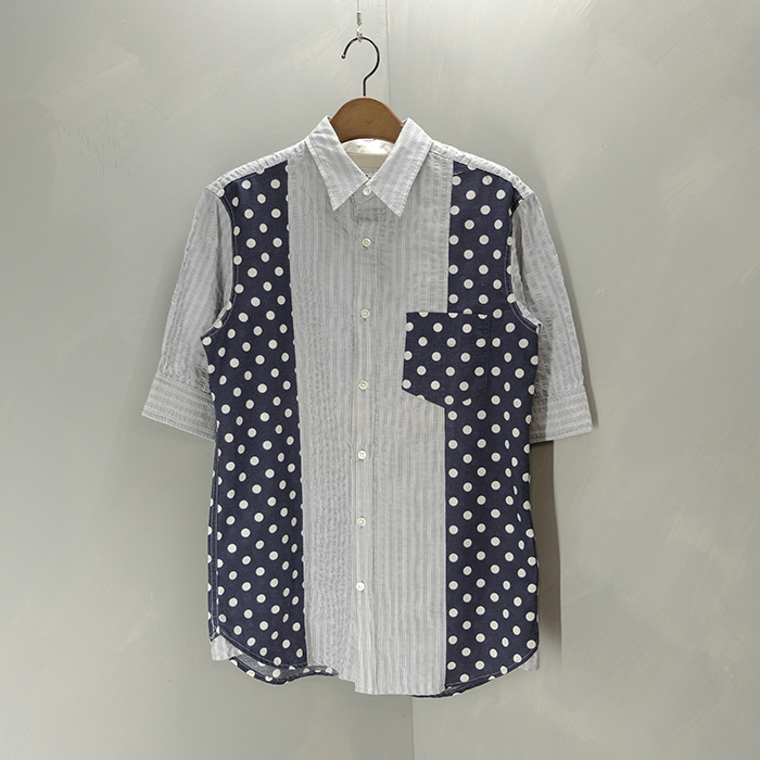 니체 / Made in japan  Niche linen mix multi pattern pocket shirt