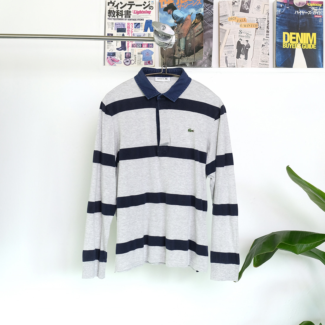 라코스테 / Made in japan  Lacoste stripe collar T