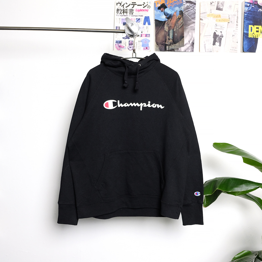 챔피언  Champion logo print hoodie